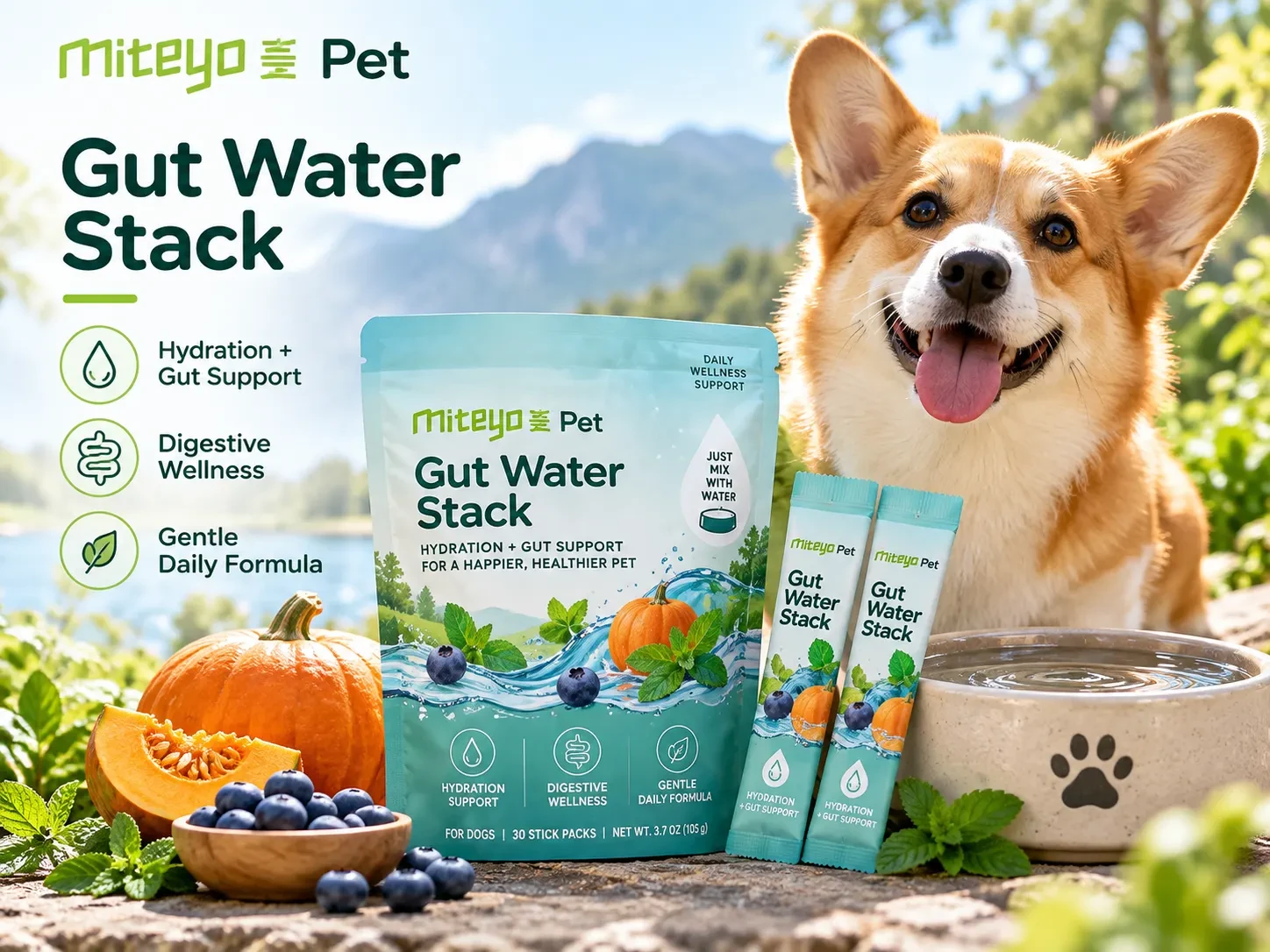 Gut Water Stack packaging presentation
