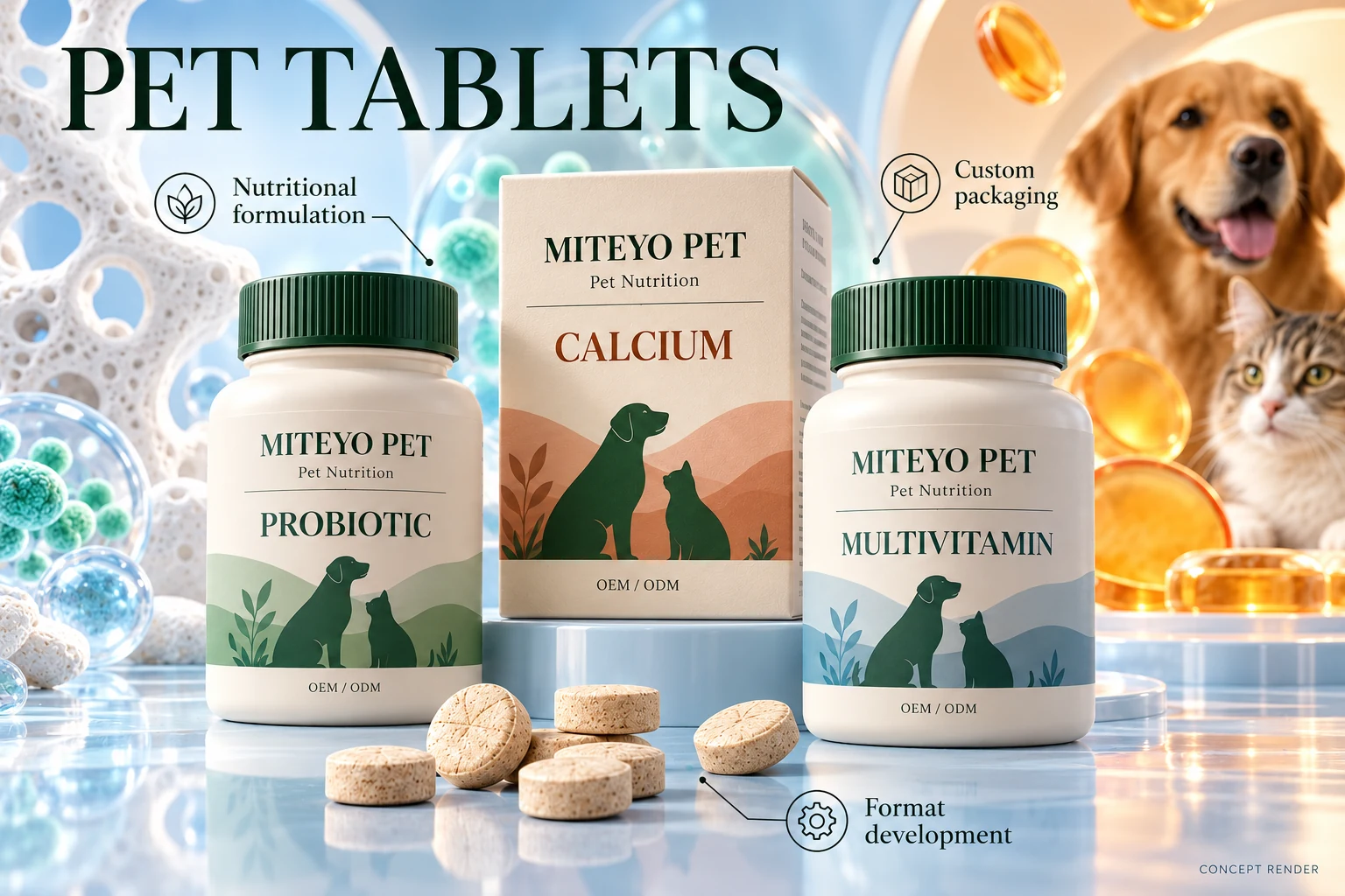Private-Label Pet Tablets: Formula, Tablet Shape & Packaging