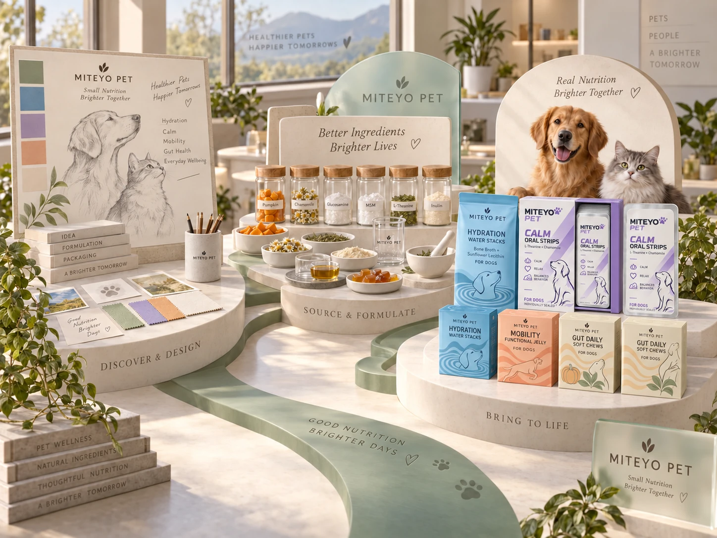 Coordinated MITEYO pet nutrition product and packaging planning